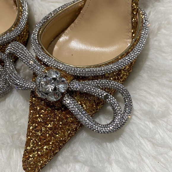 New Mach & Mach Double Bow Crystal embellished‎ glitter pump size 38.5EU - Picture 10 of 15